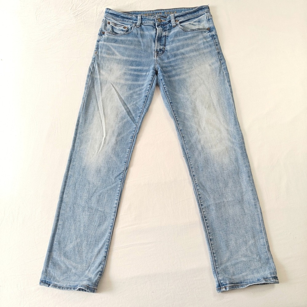 American Eagle Jeans Mens 34x34 Light Wash Original Straight Next Level Airflex